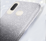 Силиконовый чехол Fortuna c блестками для Samsung Galaxy A40 (Серебристо-черный)