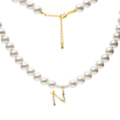 Чокер из Майорки с буквой N, gold