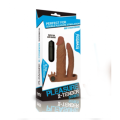 Насадка для двойного проникновения с вибрацией Pleasure X Tender (19,8*4,2) коричневый