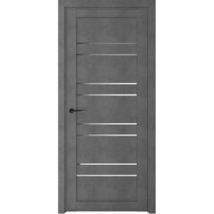 Купить Межкомнатная дверь экошпон Дублин бетон темный стекло зеркало