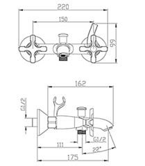 Смеситель для ванны с монолитным изливом LEMARK DUETTO – LM5712C