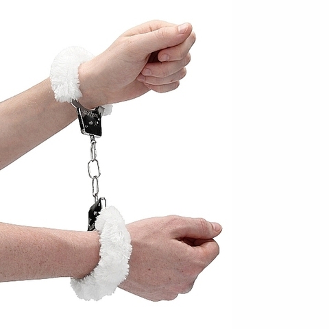 Shots Металлические наручники с меховой обивкой Beginner's Handcuffs Furry Белые
