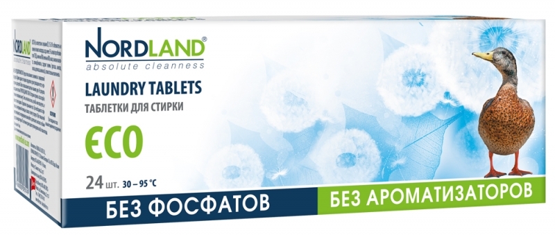 Nordland Eco Гипоаллергенные таблетки для стирки белых и светлых тканей, 24шт