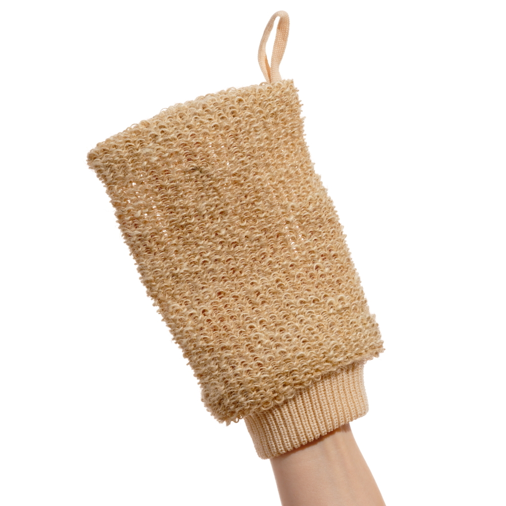 Мочалка-рукавица  массажная из натурального волокна (гибискуса коноплевого)