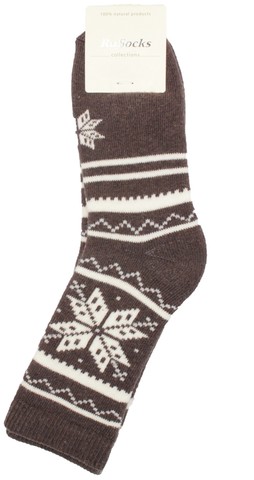Махровые носки со снежинкой RuSocks, цвет коричневый