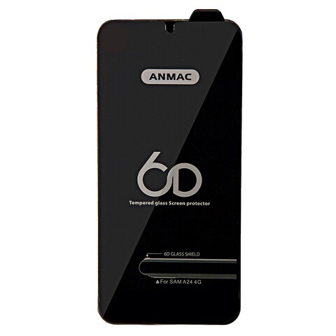 Защитное стекло 6D на весь экран ANMAC для Samsung Galaxy A24 (Черная рамка)