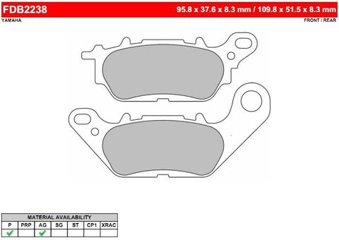 FDB2238EF Тормозные колодки дисковые MOTO, блистер 2 шт