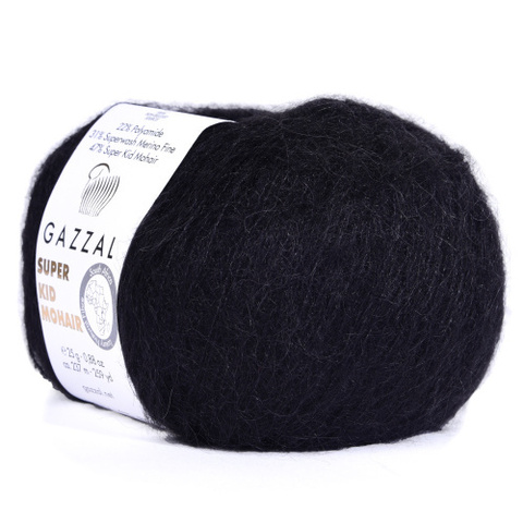 Пряжа Gazzal Super Kid Mohair 64409 черный