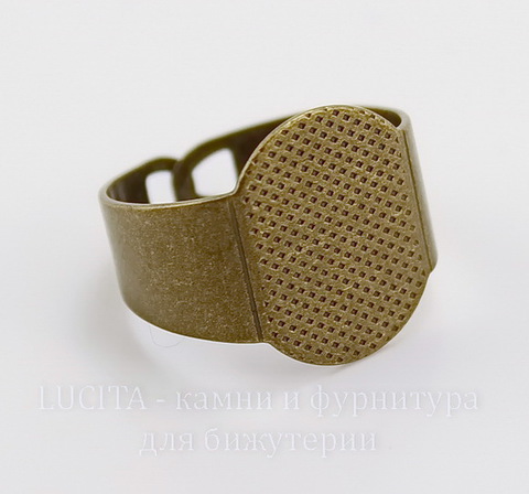 Основа для кольца с площадкой 15х11 мм (цвет - античная бронза)