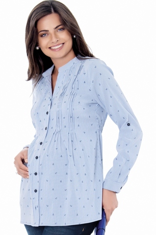 Рубашка для беременных 01407 голубой