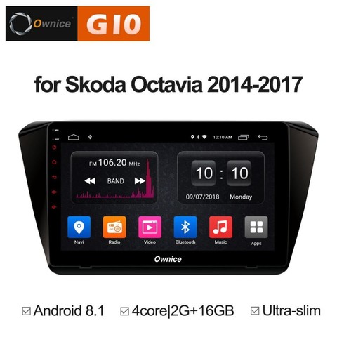 Штатная магнитола на Android 8.1 для Skoda Octavia 14-17 Ownice G10 S1917E