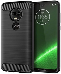 Чехол для Motorola Moto G7 (G7 Plus) цвет Black (черный), серия Carbon от Caseport