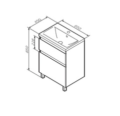 Тумба с раковиной, напольная, 65 см, 2 ящика, белый глянец,  AM.PM X-Joy - M85AFSX0652WG