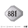 Номерок на дверь квартиры 881, для кабинета, офиса, шильдик 9 х 7 см, серебристый, Айдентика Технолоджи