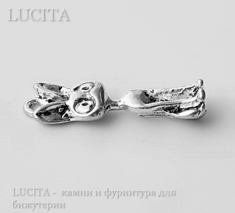 Подвеска 3D "Египетская кошка" (цвет - античное серебро) 27х18 мм