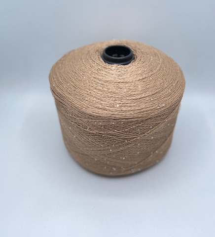 Бобинная пряжа (пр.Италия),Linette Pailletes, 450/100гр, 80% Лен, 20% Полиэстер(пайетка), цвет-Золотая рожь+пайетка. арт.36743