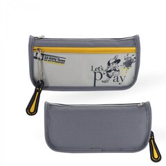 Пенал - косметичка Alingar, ПВХ, молния, боковой карман, 90 х 210 мм, "Let`s play", серый с желтой молнией, мальчик бейсболист
