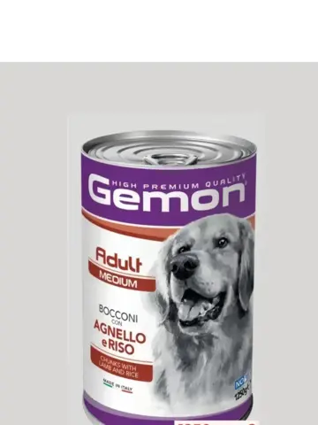Gemon Dog Medium, консервы с кусочками ягненка и риса, для собак средних пород, 1250 г