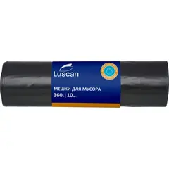 Мешки 360л для мусора на 360 литров Luscan/Концепция Быта, черные (60 мкм, в рулоне 10 штук, 110х140 см)