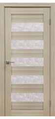 Межкомнатная дверь Велюкс 1 Ясень сноу / Цвет тон Кремовая лиственница / Остекление "Гранит прозрачный" / Двери Верда
