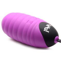 Лиловое ребристое виброяйцо с пультом ДУ 28X Ribbed Silicone Egg - 