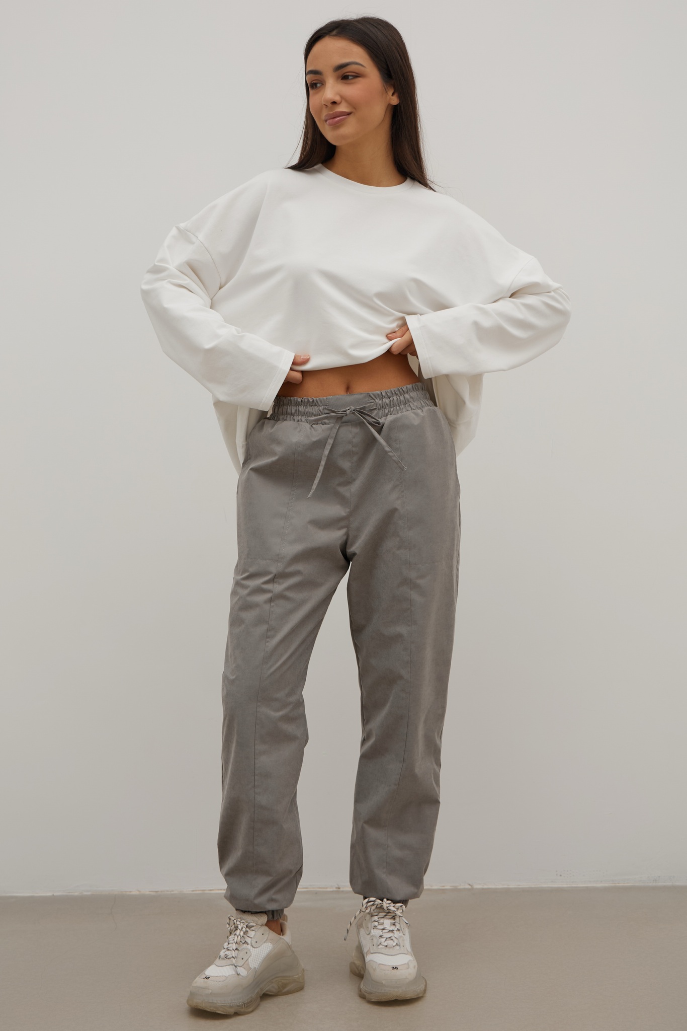 Джоггеры утеплённые, пепельные