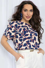 Блуза Маргоша (бежево-синяя) Б13152-16М LT Collection