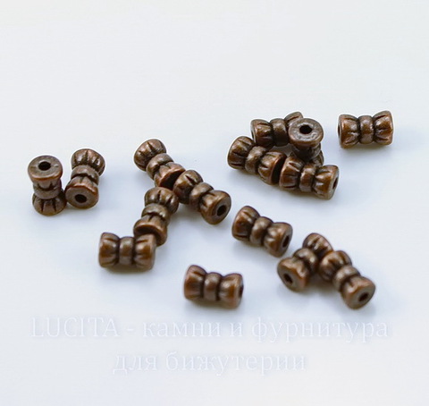 Бусина металлическая "Конфетка" 6х4 мм (цвет - античная медь), 20 штук