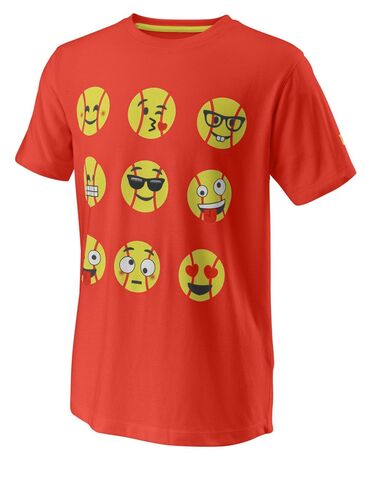Детская теннисная футболка Wilson Emoti-Fun Tech Tee B - fiesta