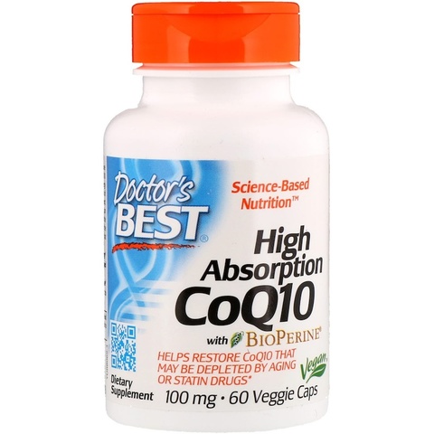 Doctor's Best, Легкоусвояемый CoQ10 с BioPerine, 100 мг, 60 растительных капсул