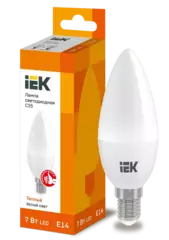 Лампа светодиодная ECO C35 свеча 7Вт 230В 3000К Е14 IEK LLE-C35-7-230-30-E14