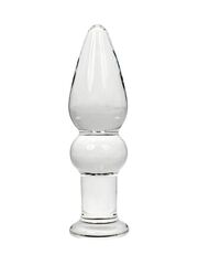Прозрачный фигурный анальный плаг из стекла - 11 см.