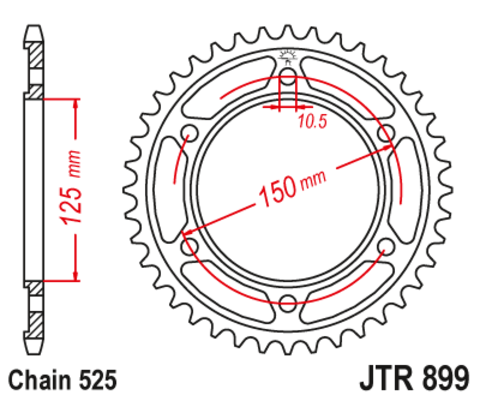 71800-42 звезда задняя (ведомая) стальная , 525, AFAM (JTR899.42)
