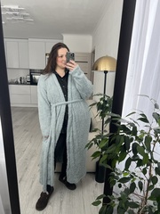 Кардиган из мехового трикотажа серо-голубой