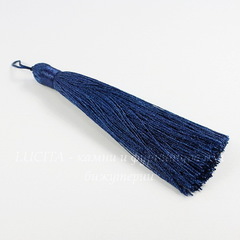 Кисточка шелковая декоративная, цвет - синий, 105х11 мм