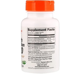 Doctor's Best, Легкоусвояемый CoQ10 с BioPerine, 100 мг, 60 растительных капсул