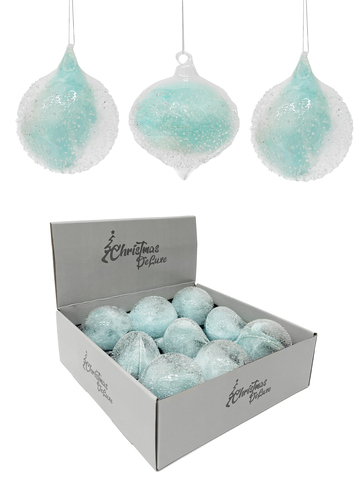 Набор шаров 8см 9шт ChristmasDeLuxe с голубым пером внутри