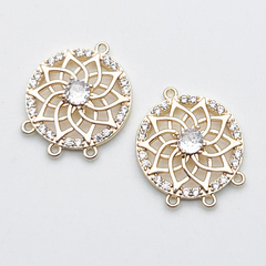 Коннектор Цветок, цвет золото, фианиты, размер 18*15 мм, цена за 1 шт