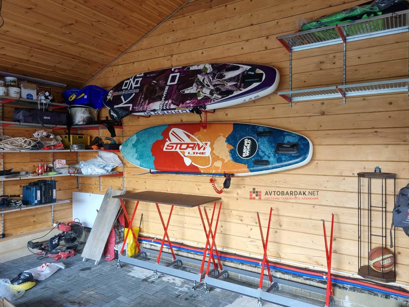 Крепления для горизонтального хранения сноубордов и лыж (крепление к стене)