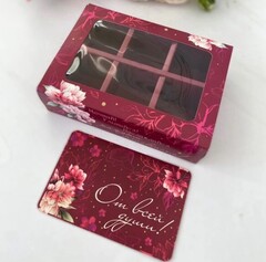 Коробка для 6 конфет “Темные розы”