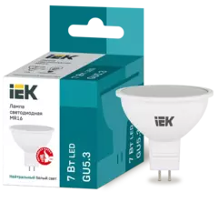 Лампа светодиодная ECO MR16 софит 7Вт 230В 4000К GU5.3 IEK LLE-MR16-7-230-40-GU5