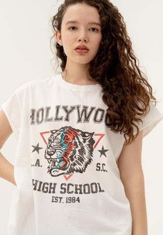 Футболка со скрученным рукавом Bowery NYC "Hollywood" Optic White