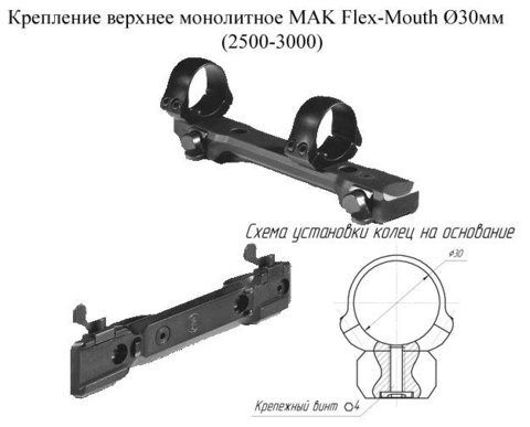 Крепление МАК верxнее монолитное для прицелов 30мм (2500-3000)