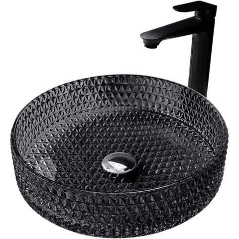 Раковина накладная стеклянная ABBER Glas AK2301B черная