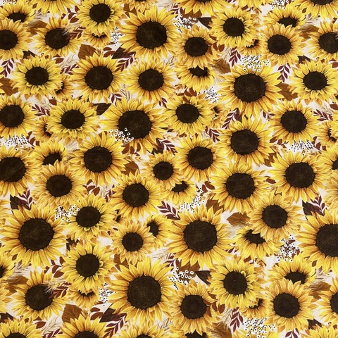 ПОДСОЛНУХИ НА БЕЛОМ ФОНЕ , отрез 55 см, 100% хлопок