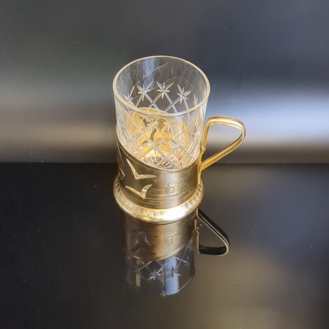 Подстаканник "Ракета" с хрустальным стаканом, Горький, алюминий, КХИ, винтаж СССР