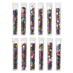 Блёстки в тубах Basir, серия "Звёздочки", для творческих работ, 7.5 см, 12 шт