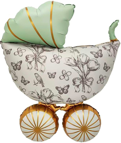 К Фигура, Коляска Ретро, Сатин, Голубой, 36''/91 см, 1 шт.