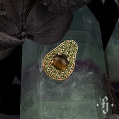 Накрутка "Avocado" - Желтое золото - Tiger Eye & Spring Green CZ