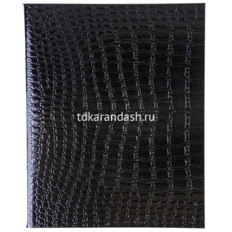 Тетрадь А5 48л клетка Croco черный бумвинил металлик на скобе